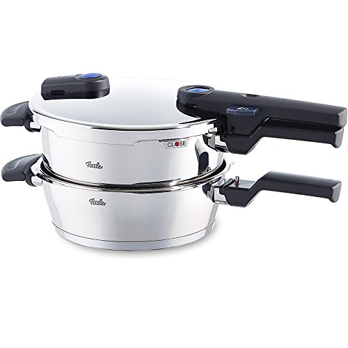 Fissler Vitaquick Juego de ollas a presión, 2 piezas, 4,5 L y 2,5 L, ambas con un diámetro de 22 cm, acero inoxidable, inducción