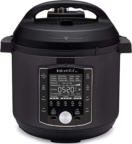 Instant Pot Pro Olla Eléctrica Multifunción 10 en 1, Olla Presión, Cocción Lenta, Arrocera, Vaporera, Yogurtera, Sartén para Saltear, Esterilizador y Al vapor – Acero Inoxidable, 1200 W – 7,6 L, Negro
