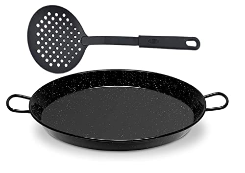 PYN Paellera Valenciana Esmaltada 5 Personas/ 32 cm Paellera de Inducción y Vitrocerámica de Acero esmaltado + espumadora de cocina