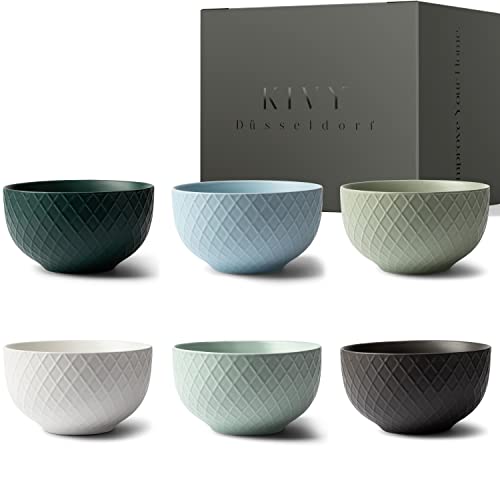 KIVY Juego de Tazones de Desayuno [6 x 850 ml] – Cuencos Grandes para Cereales y Sopas – Bol desayuno - Tazones desayuno - bowl - Cuenco sopa - Tazon desayuno - Cuenco ceramica - Cuencos cocina