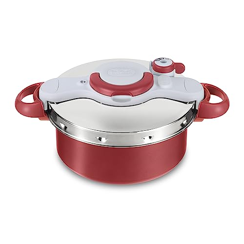 Tefal Olla a presión Clipso Minut Duo 5 L - Olla express aluminio con 5 sistemas de seguridad y cierre fácil con una sola mano, fuego lento, modo cacerola, función vapor, modo olla a presión