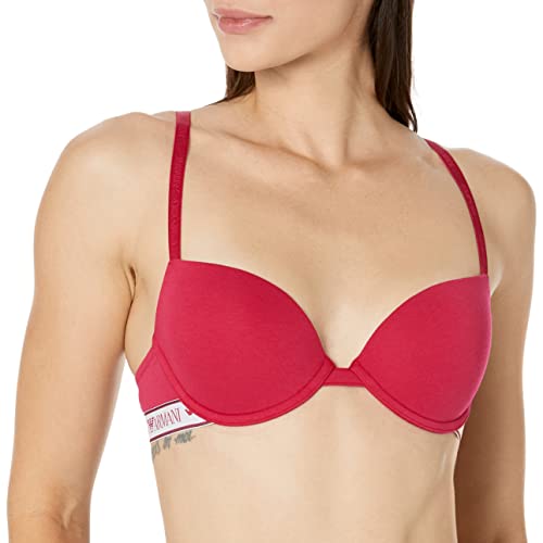 Emporio ArmaniIconic Logoband Push Up Bra, Sujetador push-up para Mujer, Rojo (Crimson), 36C