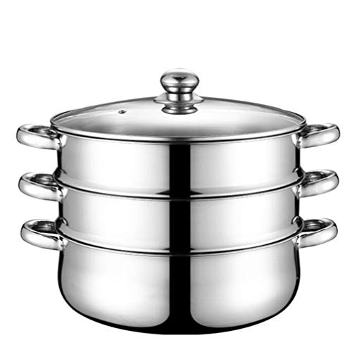 Hemoton Olla de Acero Inoxidable Olla para Pasta/Vaporera Tres Capas 28Cm