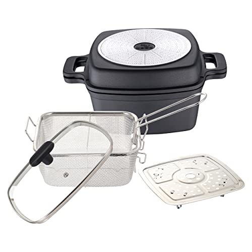 MasterPRO Foodies | Juego de 5 piezas en 1 | Juego multifunción de aluminio fundido | Cocinar, asar, asar y cocinar al vapor | Incluye accesorios | Para todo tipo de cocinas