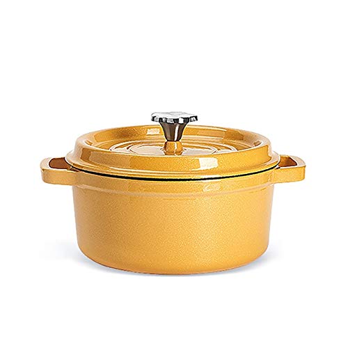 Xin Firma Fundido esmaltado Plato de Hierro cazuela con Tapa - Ronda, 22 cm, 2,5 l, Apto for Todo Tipo de cocinas (Color : A)