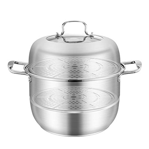 NOGRAX Olla de vapor/olla, vaporera de acero inoxidable 201 for el hogar de 2 capas, adecuada for estufa de Gas/cocina de inducción, 28/30/32cm, for 2-5 personas Vaporeras (Size : 32cm)