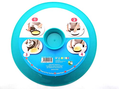 TAPA VOLTEATORTILLAS Sartenes| Gira Tortillas Tapadera | Ideal para Tortilla de Patatas| Vuelcatortillas Grande 25,5Cm|Antisalpicaduras Cocina Plástico|Giratortillas Volteadora Vuelta Voltear|Azul