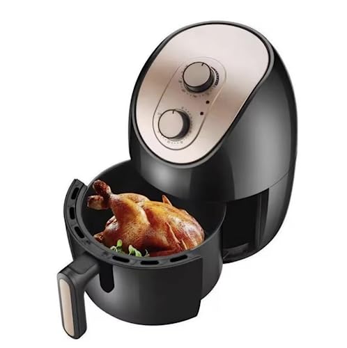Freidora de Aire sin aceite de 4L, 1200W con cesta Antiadherente extraíble. Libre de BPA con temporizador y regulación de temperatura (Gold)