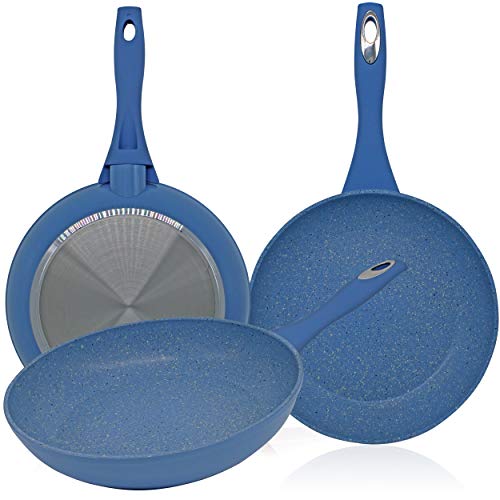 Callaway Mármol Juego de Sartenes Antiadherentes Inducción, Vitrocerámica, Gas, 20-24-28cm, Antiadherente Ecológico Piedra sin PFOA, Apta para Todas Las cocinas, Lavavajillas