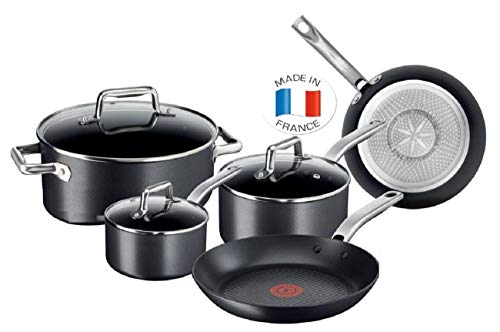 Tefal C55654 PROGRADE - Juego de sartenes para inducción (8 unidades, 26 cm + 30 cm, cacerola de 24 cm, cazo de 20 cm + 18 cm, apto para lavavajillas)