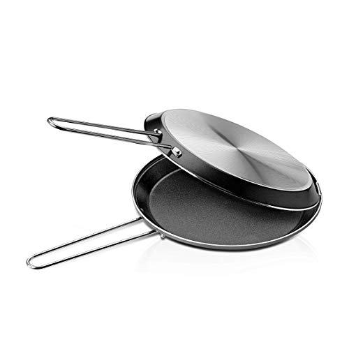 MOPITA Q.b - Sartén antiadherente (20 cm de diámetro, para todas las cocinas (no inducción) de 4 capas, fondo de aluminio de 2 mm, 2 sartenes con cierre hermético, Made in Italy
