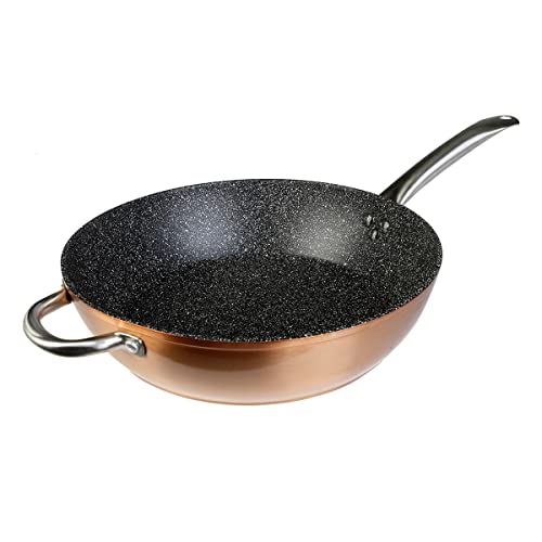 WECOOK! Professional Sartén Honda Aluminio Forjado 32 cm, Inducción, Antiadherente Ecológico sin PFOA, 2,8 mm Espesor, Mango Acero Inox., Color Cobre, Apta Todas Cocinas, Vitrocerámica, Gas, Horno