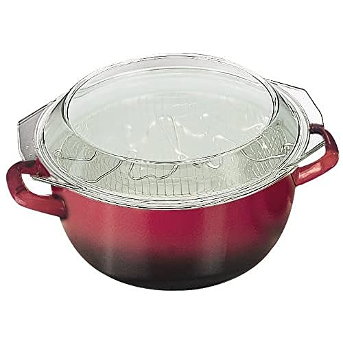 IBILI - Freidora con cestillo y tapa volcan, 24 cms, Acero esmaltado, Apto para induccion