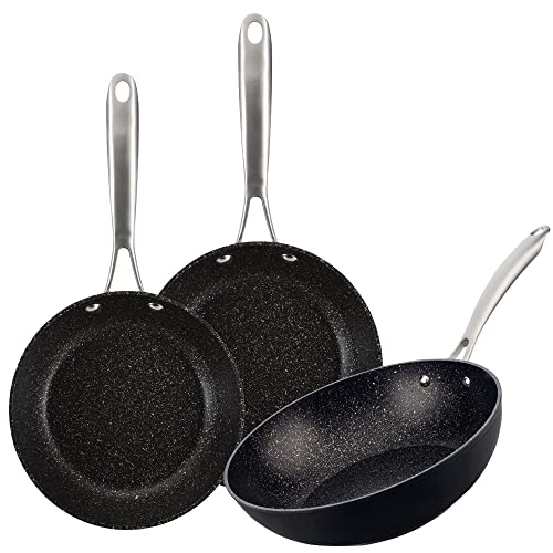 Juego de 2 sartenes 20-28 + Wok en aluminio forjado San Ignacio.
