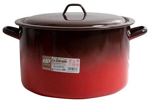 Esmaltaciones la Estrella Fuego - Olla Recta con Tapa, 30 cm, 12 L
