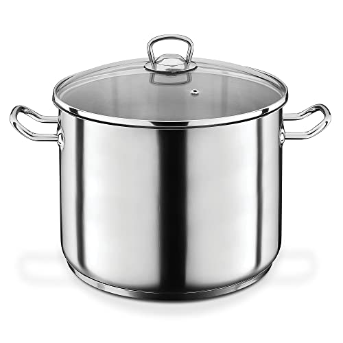 GSW 643437 Profesional Jumbo – Olla con Tapa de Cristal (28 x 25 cm/Aprox. 15 l, Acero Inoxidable, Plata, 42 x 29,5 x 26,5 cm, 2 Unidades