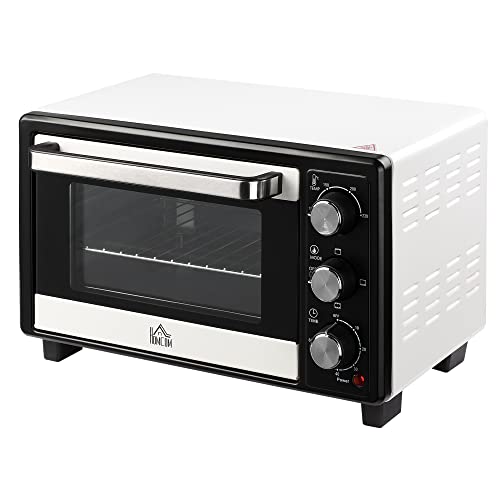 HOMCOM Horno Sobremesa Eléctrico 16L 1400W con 3 Modos de Calor Temperatura hasta 230 ℃ Temporizador 60 Minutos Bandeja de Horneado y Rejilla 44x32x28,1 cm Blanco y Negro