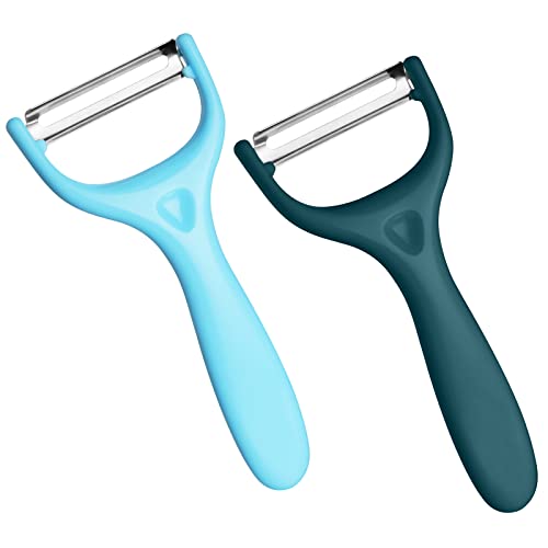 Vicloon Pelador de Verdura,2PCS Pelador de Frutas de Acero Inoxidable,Pelador para Cocina Corte Bidireccional,Pelador de Patatas con Mango,Pelador de Manzanas,Peras,Patatas,Pepinos,Zanahorias