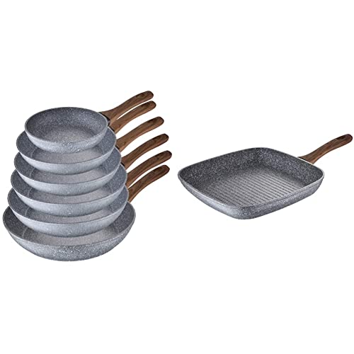 San Ignacio Set 6 Sartenes 18/20/22/24/26/28 Daimiel, Aluminio Forjado, Inducción, Multicolor + Sartén