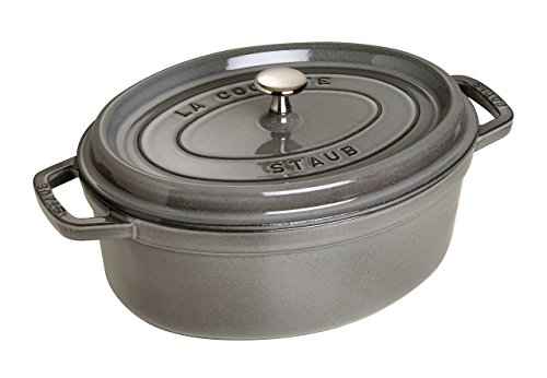 STAUB Cacerola/Cocotte de Hierro Fundido Ovalada, Diámetro de 29 cm, 4,25 L, Gris grafito