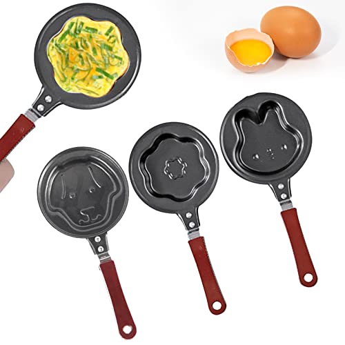 Ksvaye 3 Piezas Mini Sartén, 12 cm Sarten para Tortillas, Sartén Antiadherente Pequeña, Sartenes para Freír con Mango de Seguridad Aislante para Placas de Gas e Inducción (Negro)
