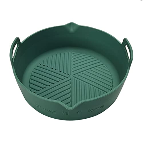 Worparsen Sartén de silicona ligera para freidora de aire, sartén para hornear, buena dureza, verde oscuro