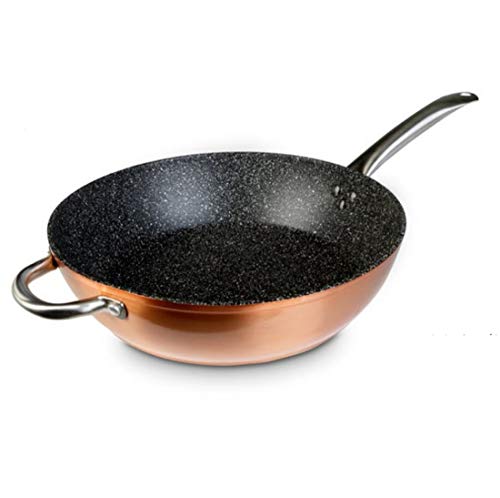 WECOOK! Professional Sartén Honda Aluminio Forjado 32 cm, Inducción, Antiadherente Ecológico sin PFOA, 2,8 mm Espesor, Mango Acero Inox., Color Cobre, Apta Todas Cocinas, Vitrocerámica, Gas, Horno