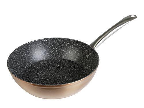 WECOOK! Professional Sartén Honda Aluminio Forjado 28 cm, Inducción, Antiadherente Ecológico sin PFOA, 2,8 mm Espesor, Mango Acero Inox, Color Cobre, Apta Todas Cocinas, Vitrocerámica, Gas, Horno