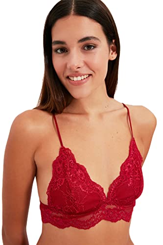 Trendyol Lacy Bralet. Sujetador, Rojo, XXL para Mujer