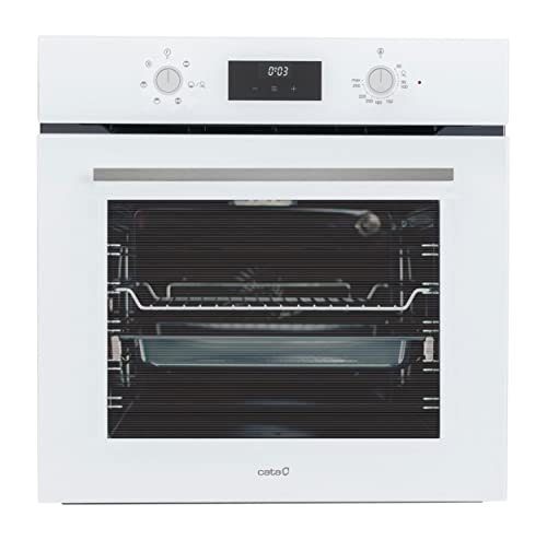 Cata | Horno Multifunción | Modelo MDS 7206 WH | Ancho de 60cm | Capacidad de 72 Litros | 6 Funciones | Sistema de Limpieza AquaSmart | Acabado en Cristal Blanco