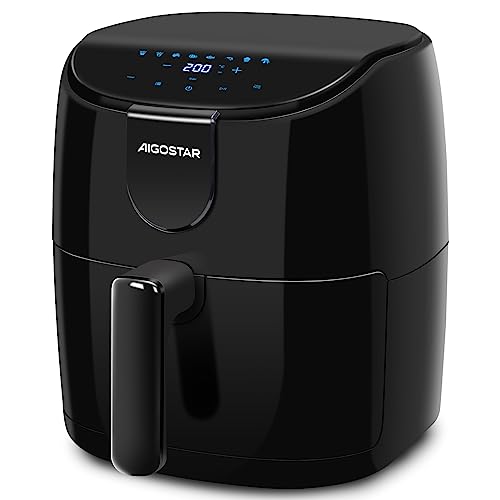 Aigostar Hayden X - Freidora de aire 9 en 1. Air Fryer 1500W 4L con temporizador de 60 minutos y pantalla LED, temperatura ajustable de 40℃ a 200℃. Menos aceite y sin humo, canasta antiadherente.
