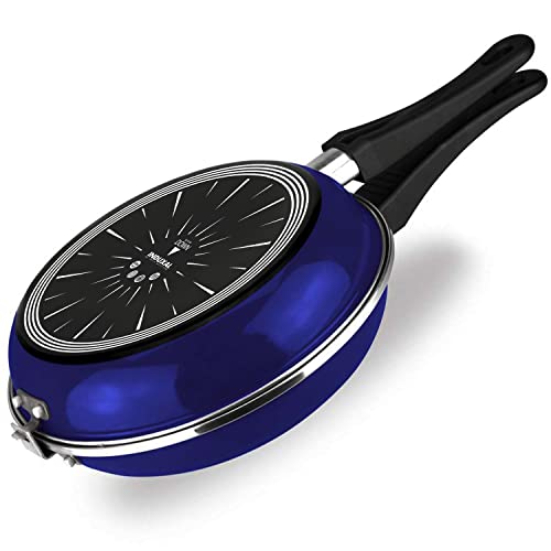 VITREX ® Marseille Duo sartén doble para tortillas, omeletera, Ø 24 cm, color azul, antiadherente doble capa, acero vitrificado, para todo tipo de cocinas, incluido inducción, apta para lavavajillas