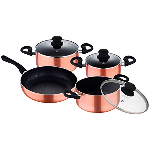 San Ignacio BATERÍA DE Cocina Color Bronce 7 Piezas, Aluminio, Cobre, 24 cm, 7 Unidades