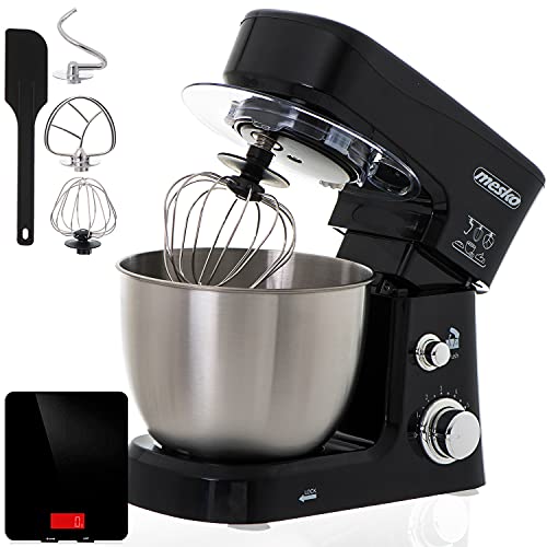 Mesko MS 4217B Batidora Amasadora Repostería Profesional Robot Cocina Orbital, 1200W MAX, 3,5 litros, 6 velocidades, Inox + Báscula Cocina