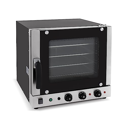 MBH Horno de convección profesional VAPOR + GRILL de 4 bandejas 435x315 mm para hostelería. Horno eléctrico industrial para bar, restaurante, bollería y repostería..