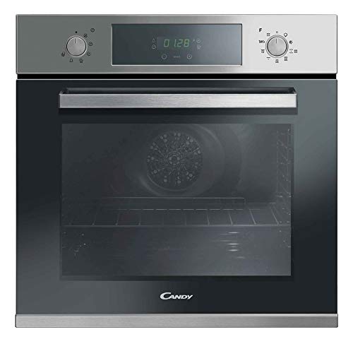 Candy FCP626XL/E, Horno Pirolítico, 70L, Ventilador Enfriamiento, Limpieza Pirolítica y Aqualítica, 9 Funciones, Temporizador, Display táctil y Mandos Push&Pull, 3 Cristales, Clase A, Inox y Negro