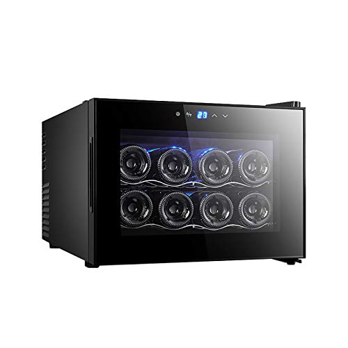 CLING Enfriador de Vino Refrigerador Enfriador de Vino Refrigerador de Vino Vidrio Templado Hueco de Doble Capa Almacena hasta 8 Botellas Silencioso con Bajas Vibraciones Independiente o Integrado
