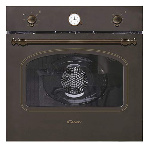 Candy Classic FCC604AV/E, Horno Multifunción, 65L, Ventilador de Enfriamiento, 8 Funciones, Reloj Analógico y Mandos Vintage, Puerta Doble Cristal, Clase A+, Cobre y Dorado
