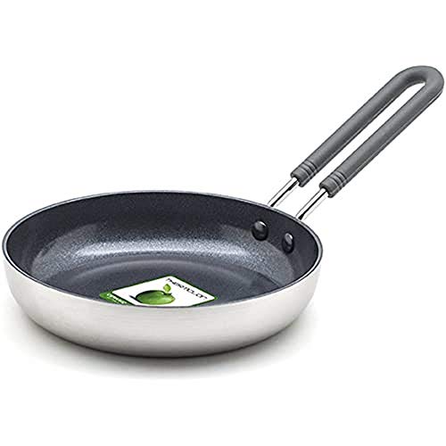 GreenPan Mini Sartén Antiadherente de Aluminio con Revestimiento de Cerámica, Apto para Todo Tipo de Cocinas, Inducción, Horno y Lavavajillas, 14 cm, Plateada