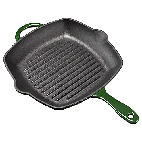 Navaris Sartén de Hierro Fundido - Plancha curada de Cocina con asa - Apta para Horno Barbacoa Asar Carne Vegetales - Área de cocción 21 x 21 cm