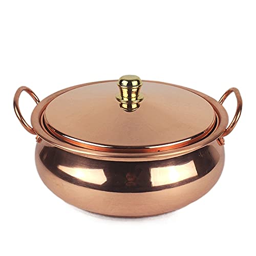 Hecho a mano de cobre caliente olla sopa de cobre shabu hogar restaurante olla de cobre para gas y placa de inducción (20 cm)