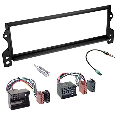 Sound-way Kit Montaje Autoradio, Marco 1 DIN Radio para Coche, Cable Adaptador Conector ISO, Adaptador Antena, Compatible con Mini Cooper 2000-2006