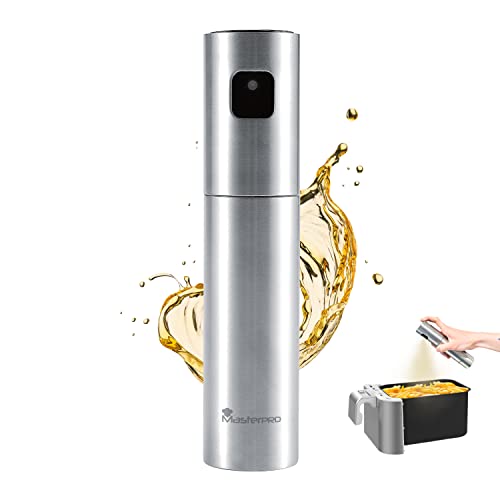 MasterPro Foodies | Pulverizador de Aceite | Spray de 100 ml de Capacidad y 4x17,5 cm | Fabricado en Acero Inoxidable | para Freidora de Aire | Resultado Homogéneo