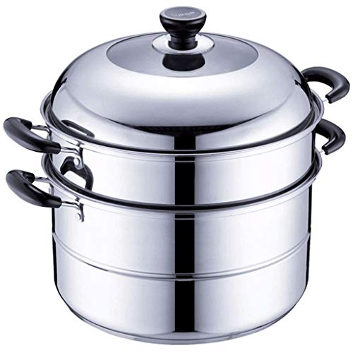 Vaporera de acero inoxidable, olla de caldera con asas en ambos lados, olla de cocina con vidrio templado