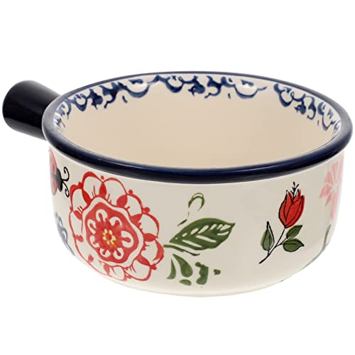 BESTonZON Tartas Frías Patrón Doméstico Cazuela Redonda De Cerámica Asar Ramen Microondas De Mano Pasta Pequeña Calefacción Casera Moldes Tazones Franceses Cereal Carne De Res