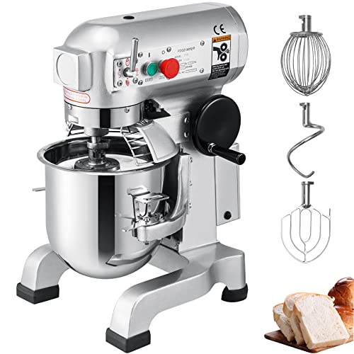 VEVOR Batidora Amasadora repostería Profesional de 3 Velocidades Soporte Comercial Acero Robot de Cocina con Protector para Salpicaduras Batidora de Varillas (10L)