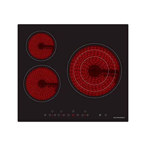 SCHNEIDER Placa vitroceramica, 3 zonas de cocción, 60 cm, 5700W, Control Táctil, Temporizador, Negro (60 CM - NUEVA VERSION)
