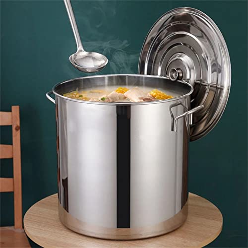 Olla grande con tapa para sopas, de acero inoxidable, 35 litros