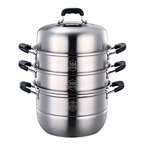 JY&WIN Olla de Vapor/Sopa de Acero Inoxidable 304, Olla de Vapor doméstica de 4 Capas, Adecuada para Estufa de Gas/Cocina de inducción, (28-36 cm), para 4-12 Personas (tamaño: 30 cm)