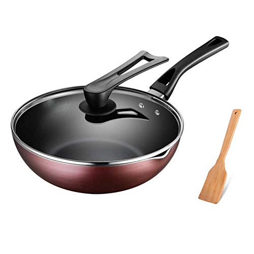 WJJ Wok Antiadherente Wok, antiadherente Wok hogar antiadherente Wok Pan Pan de utensilios de cocina de gas cocina de inducción general, aleación de aluminio, los 28CM Wok Induccion